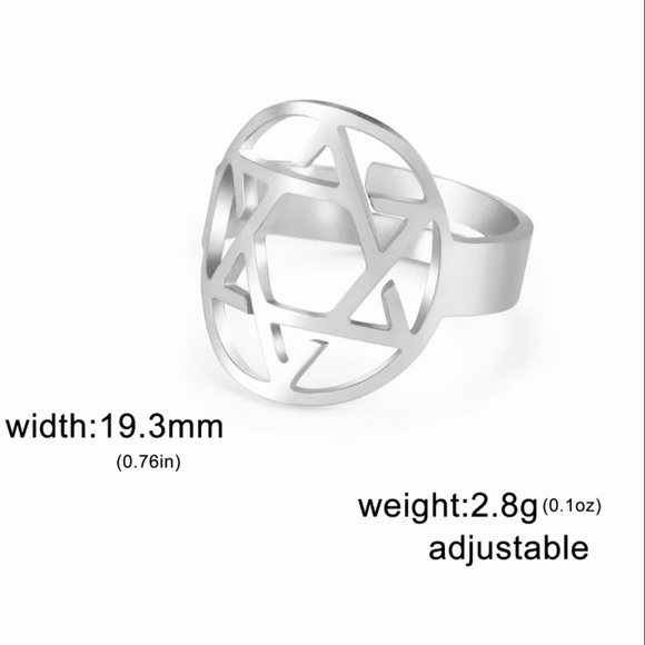 Star Of David Adjustable Ring - Picture 4 of 5